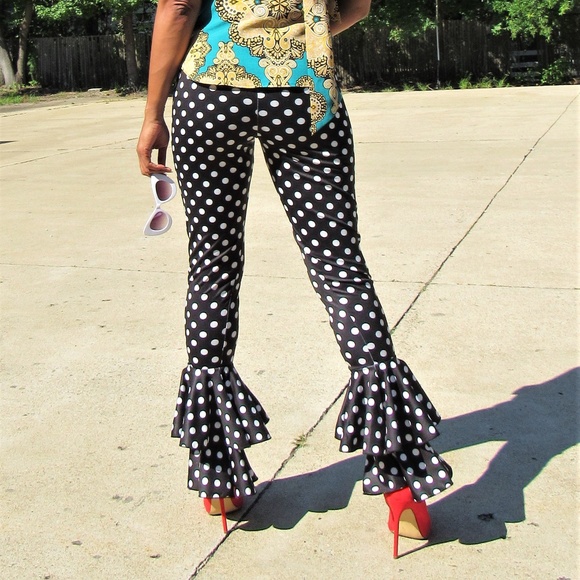 polka dot bell bottom pants
